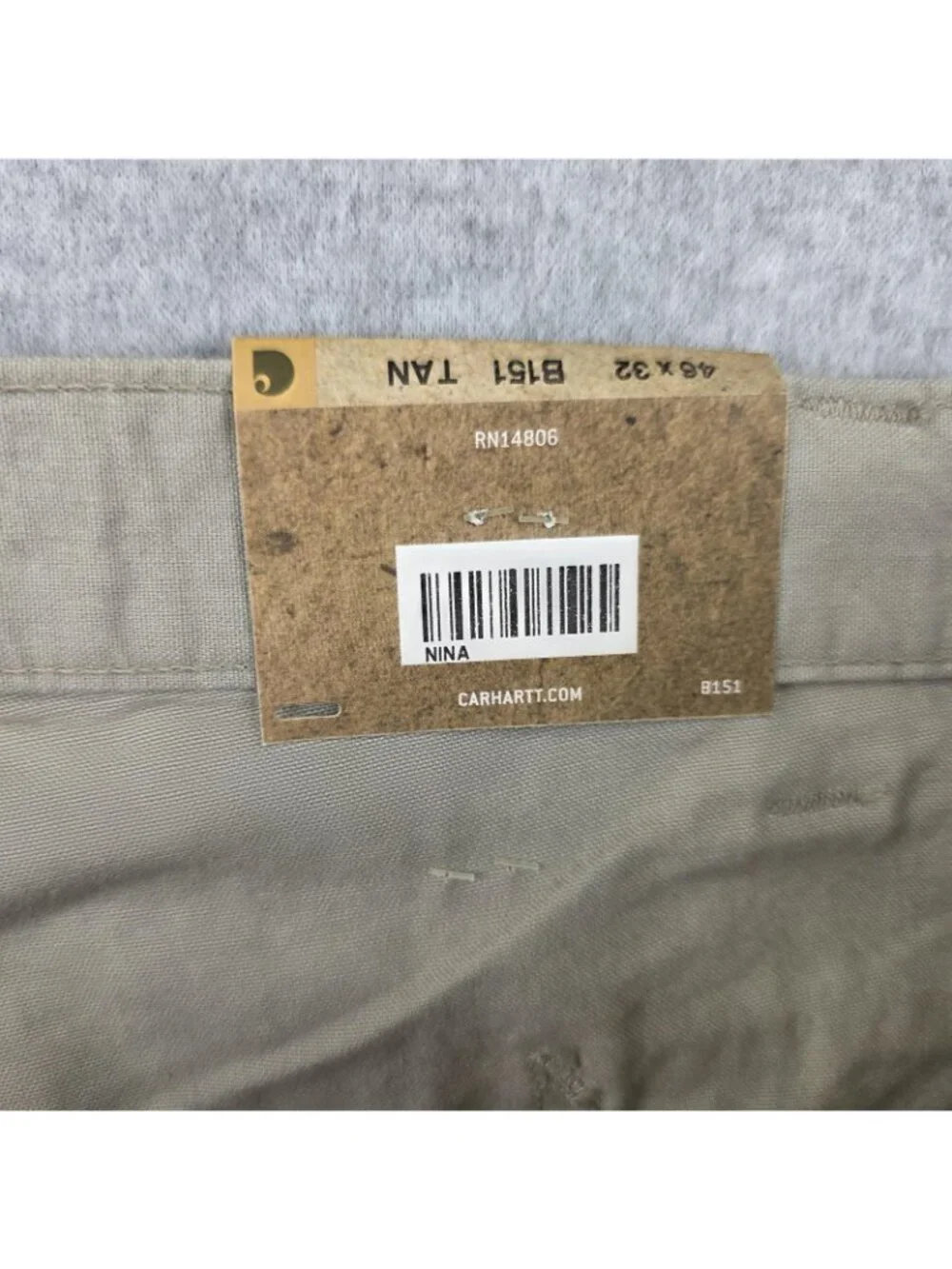 Carhartt Pants Mens 46x32 Beige Original Fit Carpenter Dungaree Work Pants NWT